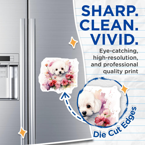 (2 Pack) Adorable Puppy Magnets - Watercolor Dog Art - Pet Lover Refrigerator Decor - 5 Inches On Longest Side - Thick Durable Magnet - Made in USA - MAG27102