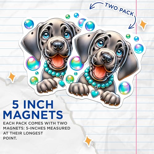 (2 Pack) Dog Lovers Decor Magnet - 5" On Longest Side - Sticks to Smooth Flat Surfaces - Made in USA - MAG9625
