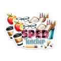 (2 Pack) SPED Teacher Stickers - Special Education - Teacher Appreciation - Classroom Decor - Teacher Planner - 5" On Longest Side - Sticks to Smooth Flat Surfaces - Made in USA - BMCS8046