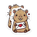 (2 Pack) Cute Capybara Magnets - Kawaii Love Letter Animal Accent - Valentine Fridge Decor - Rodent Lover Sweetheart - 5 Inches On Longest Side - Thick Durable Magnet - Made in USA - MAG38585