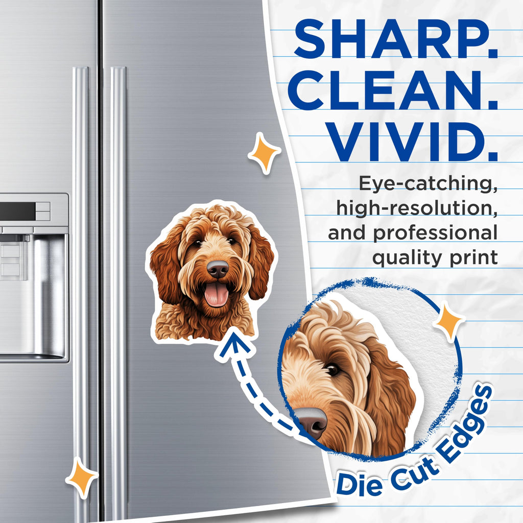 (2 Pack) Labradoodle Goldendoodle Magnets - Cute Doodle Dog Pet Lover - Dog Mom Dad Fridge Decor - 5 Inches On Longest Side - Thick Durable Magnet - Made in USA - MAG30017