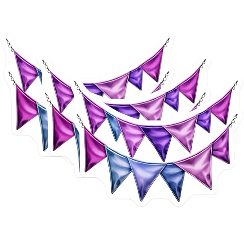 (3 Pack) Triangle Flags Decals - Bunting Decoration - Party Decoration- 3 Inches On Longest Side - Easy Peel & Apply - Made in USA - 3MCS5551