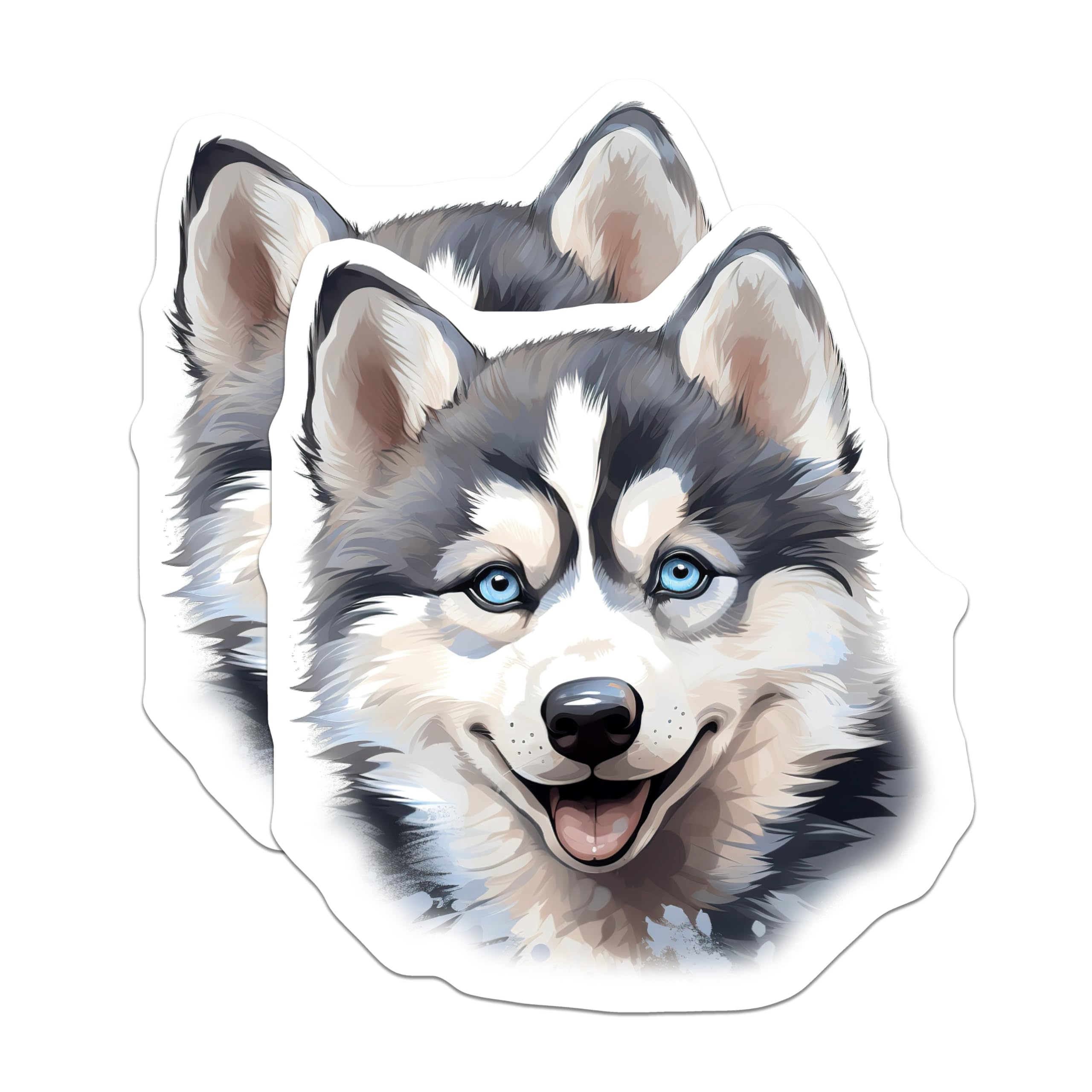 (2 Pack) Cute Husky Dog Magnets - Siberian Husky Pet Lovers - Puppy Animal Fridge Decor - 5 Inches On Longest Side - Thick Durable Magnet - Made in USA - MAG27492