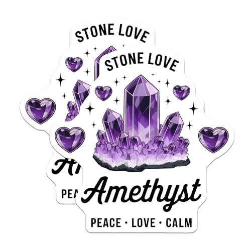 (2 Pack) Amethyst Peace Love Calm Magnets - Crystal Stone Fridge - Inspirational Decor for Home and Office - 5" On Longest Side - for Cars, Fridges, Toolboxes - Made in USA - MAG6595