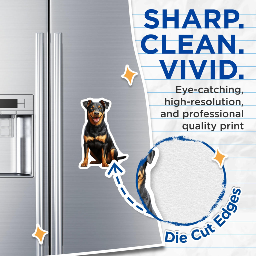 (2 Pack) Rottweiler Magnets - Happy Dog Art - Pet Lover Refrigerator Magnet - Black Tan Canine Decor - 5 Inches On Longest Side - Thick Durable Magnet - Made in USA - MAG30895