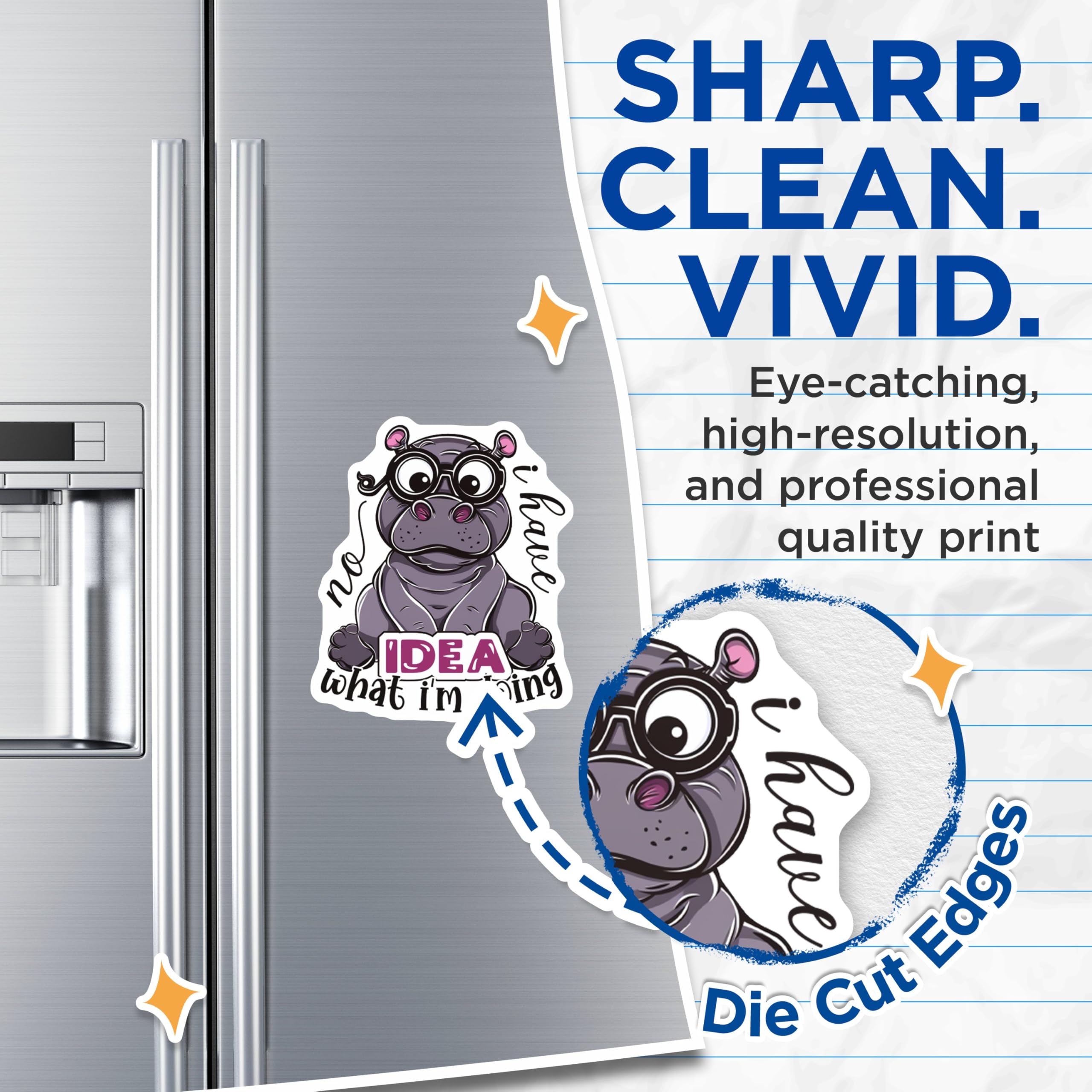 (2 Pack) Funny Hippo Magnets - No Idea What I'm Doing Magnets - Humorous Animal Magnets - Cute Hippo - 5" On Longest Side - for Cars, Fridges, Toolboxes - Made in USA - MAG4376