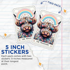 (2 Pack) The Mooody Stickers - Cow Stickers - Rainbow Cow Stickers - Funny Stickers for Laptop - Vinyl Stickers - 5" On Longest Side - Sticks to Smooth Flat Surfaces - Made in USA - BMCS4645