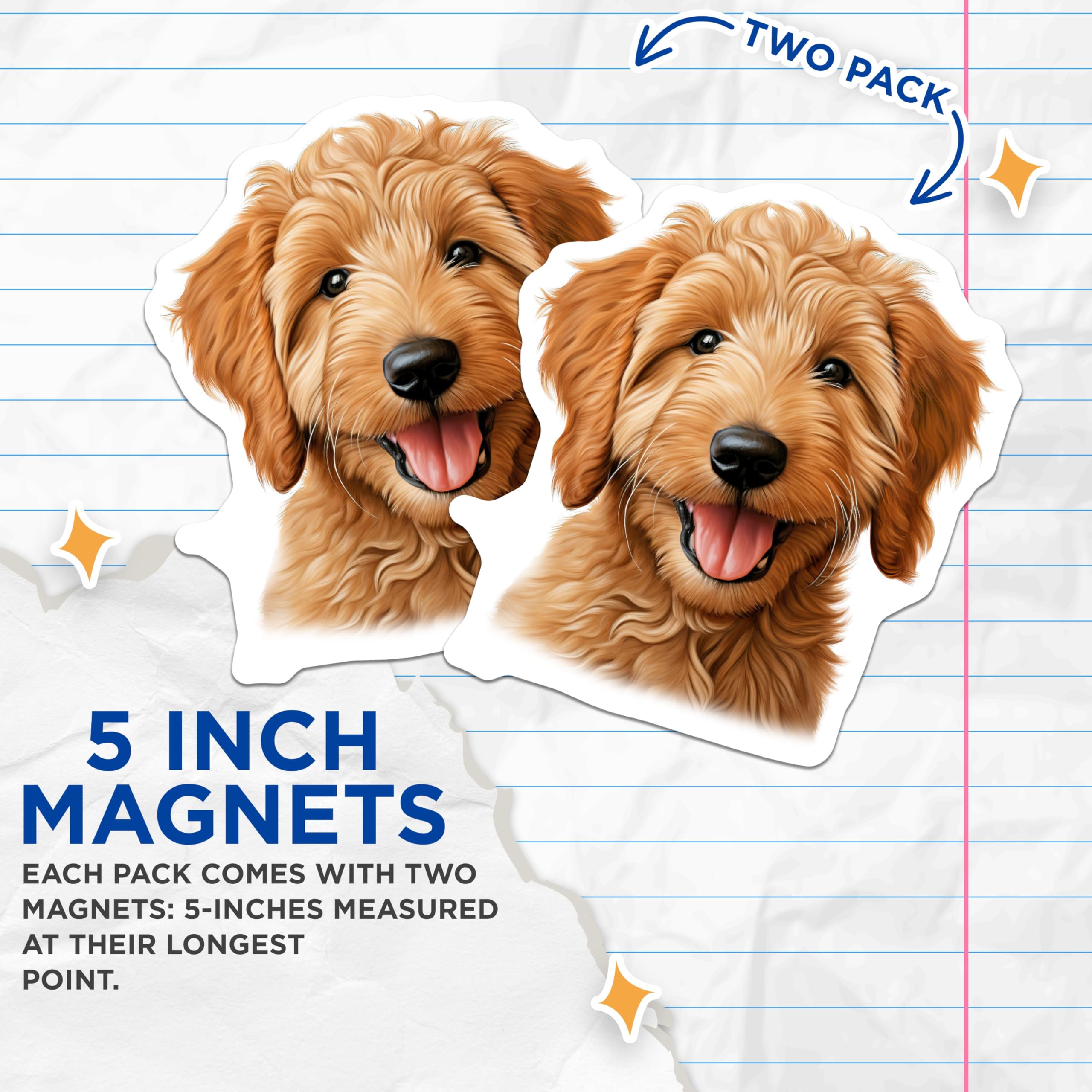 (2 Pack) Goldendoodle Puppy Magnets - Dog Lover Decor - Pet Owner Accessories - 5 Inches On Longest Side - Thick Durable Magnet - Made in USA - MAG25814