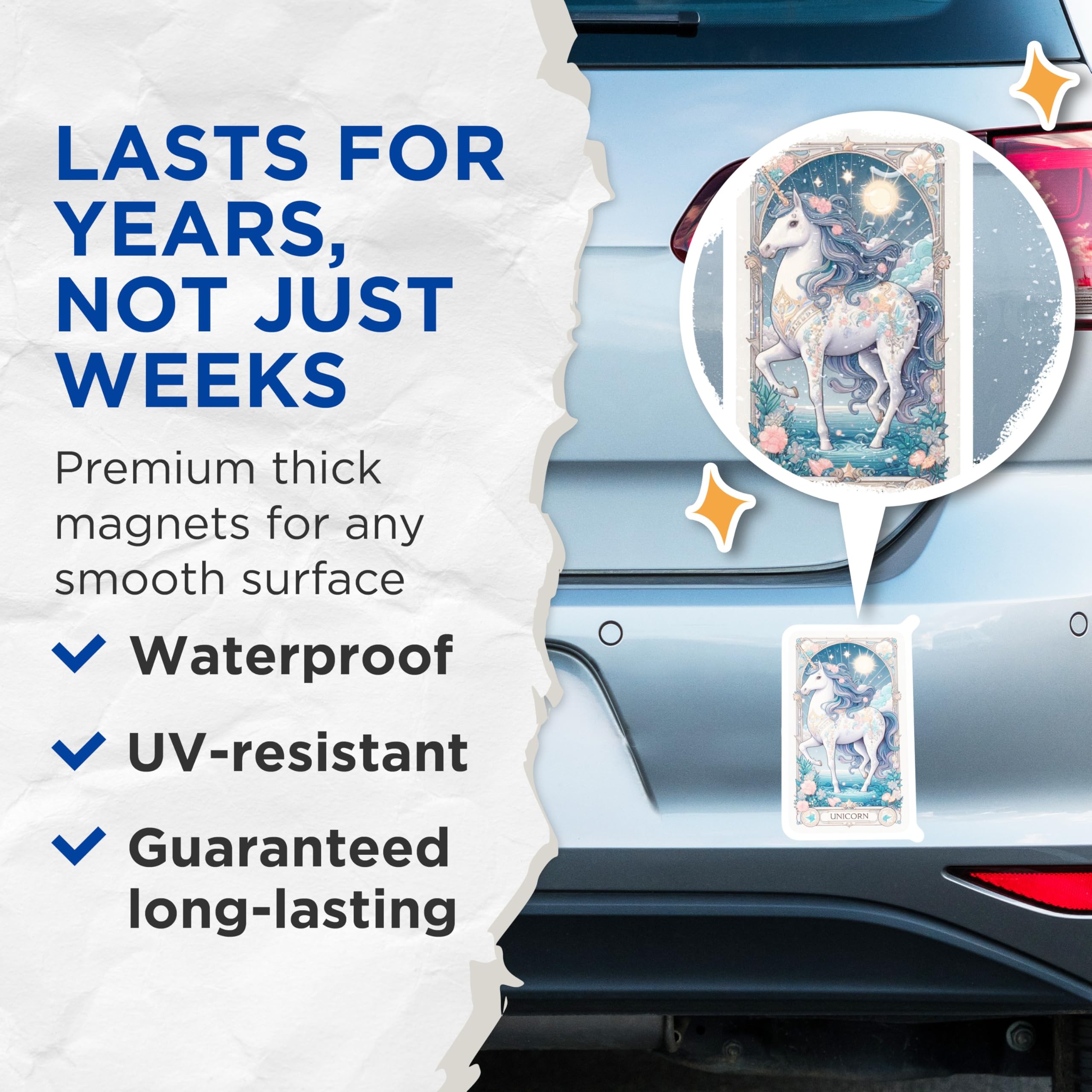 (2 Pack) Unicorn Magnets - Fantasy Art Decor - Mythical Creature Aesthetic - Celestial Ocean Design - 5 Inches On Longest Side - Thick Durable Magnet - Made in USA - MAG22894