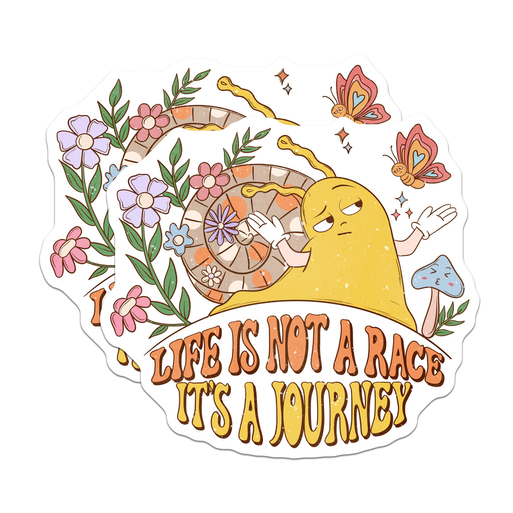 (2 Pack) Life is Not A Race It's A Journey Magnets - Slow Living Snail Decor - Retro Fridge Locker Art - 5 Inches On Longest Side - Thick Durable Magnet - Made in USA - MAG38209