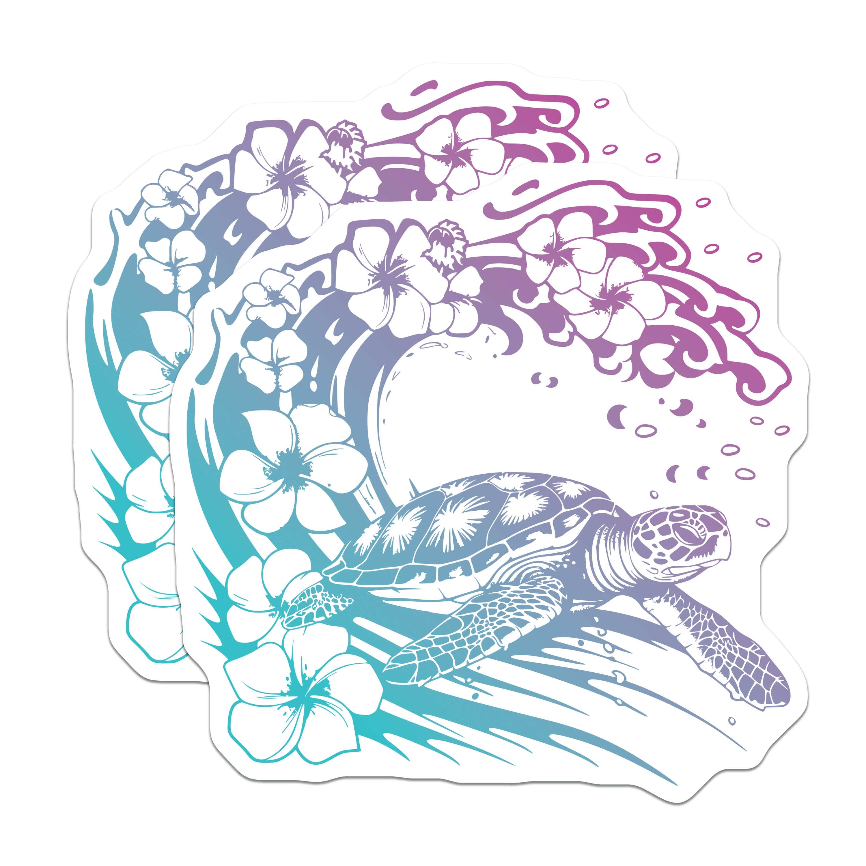 (2 Pack) Sea Turtle Magnets - Hawaiian Honu Ocean Wave - Tropical Plumeria Fridge Decor - Beach House Aesthetic - 5 Inches On Longest Side - Thick Durable Magnet - Made in USA - MAG36879