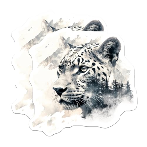 (2 Pack) Wild Leopard Magnets - Jungle Cat - Animal Art - Nature Decals - Wildlife - Safari Theme - Home Office - 5" On Longest Side - for Cars, Fridges, Toolboxes - Made in USA - MAG3799