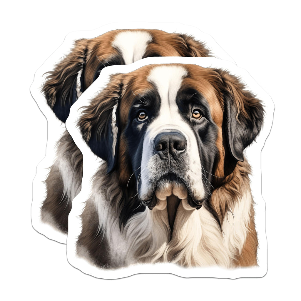 (2 Pack) Saint Bernard Dog Magnets - Large Breed Decor - Pet Lover Animal Art - 5 Inches On Longest Side - Thick Durable Magnet - Made in USA - MAG26889