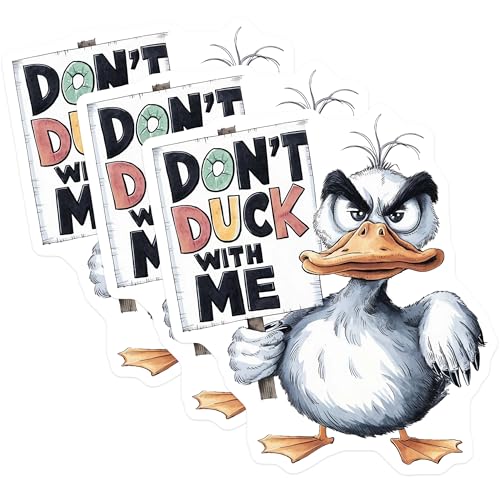 (3 Pack) Angry Duck Decals - Funny Bird - Don't Duck with Me - Laptop Decals - 3 Inches On Longest Side - Easy Peel & Apply - Made in USA - 3MCS7274