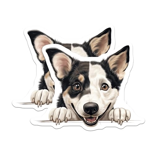 (2 Pack) Cute Dog Stickers - Adorable Pet Decals - Animal Lover Sticker Pack - 5" On Longest Side - Sticks to Smooth Flat Surfaces - Made in USA - BMCS9897