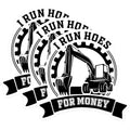 (3 Pack) I Run Hoes Decals - Excavator Stickers - Funny Construction Decals - 3 Inches On Longest Side - Easy Peel & Apply - Made in USA - 3MCS7667