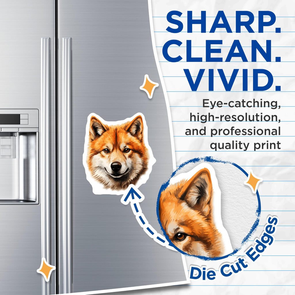 (2 Pack) Shiba Inu Magnets - Cute Watercolor Dog Art - Pet Lover Fridge Decor - 5 Inches On Longest Side - Thick Durable Magnet - Made in USA - MAG23913