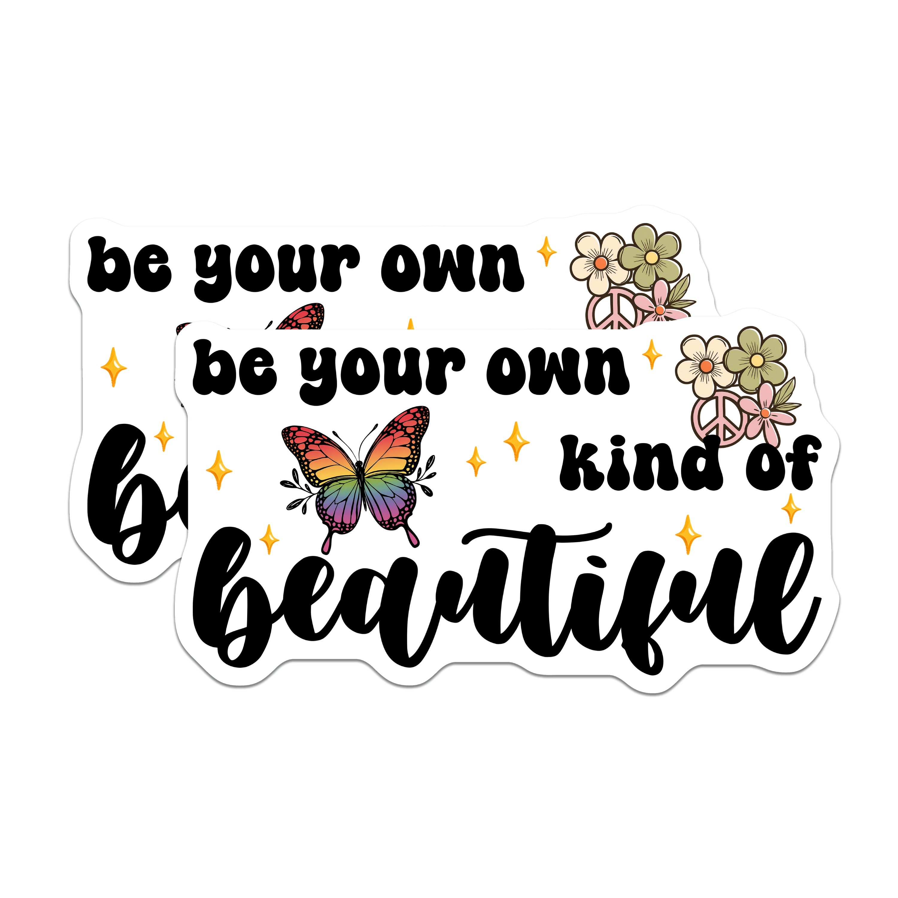 (2 Pack) Be Your Own Kind of Beautiful Magnets - Inspirational Affirmation - Boho Retro Hippie Decor - 5 Inches On Longest Side - Thick Durable Magnet - Made in USA - MAG38812
