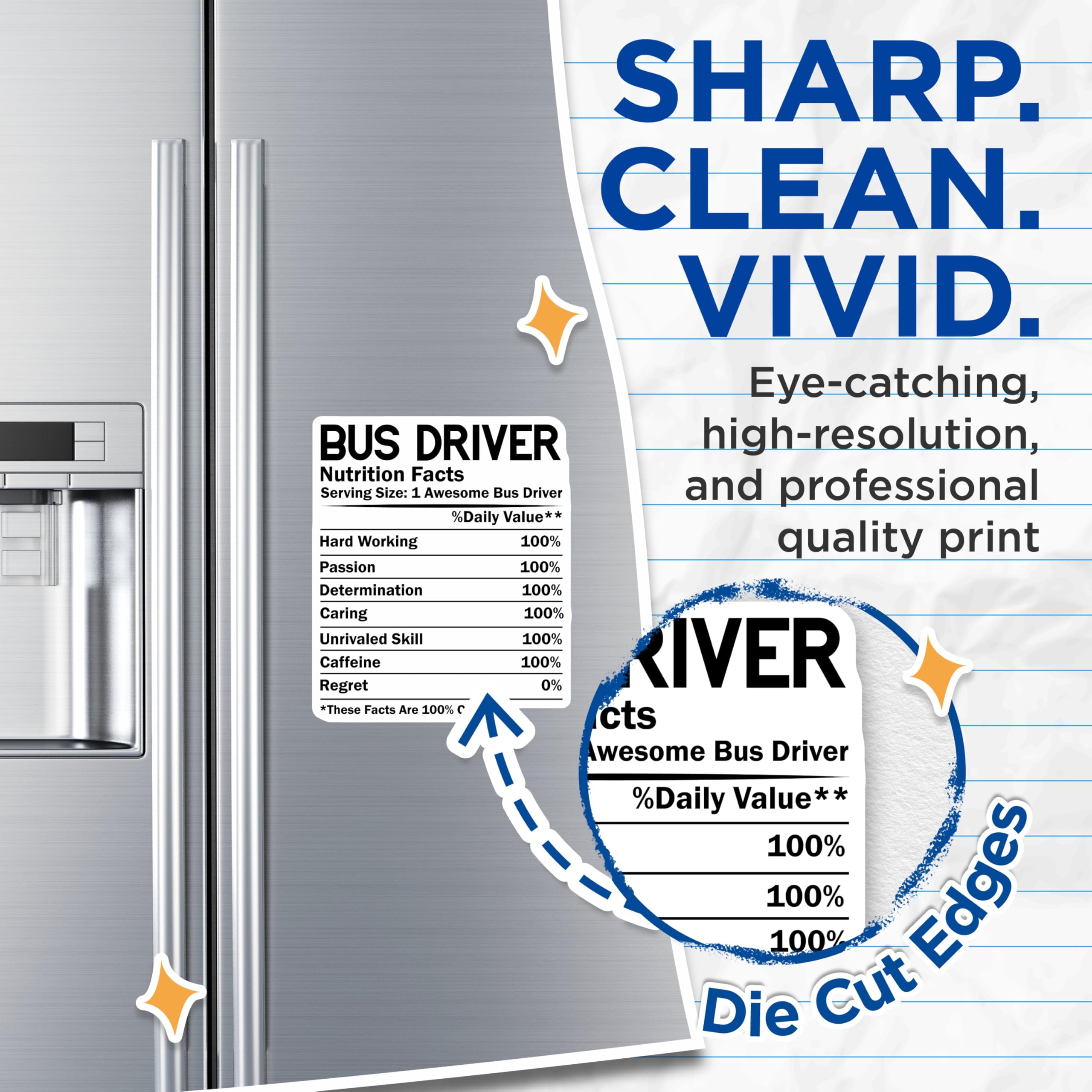 (2 Pack) Bus Driver Magnets - Nutrition Facts - School Bus Driver Appreciation - 5" On Longest Side - Premium Magnet - for Cars, Refrigerators, Toolboxes, Lockers - Made in USA - MAG14548