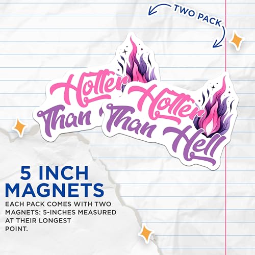 (2 Pack) Hotter Than Hell Magnets Magnets - Funny Magnet - Fridge Magnet - 5" On Longest Side - Made in USA - Sticks to Refrigerators & Metal Surfaces - MAG8344
