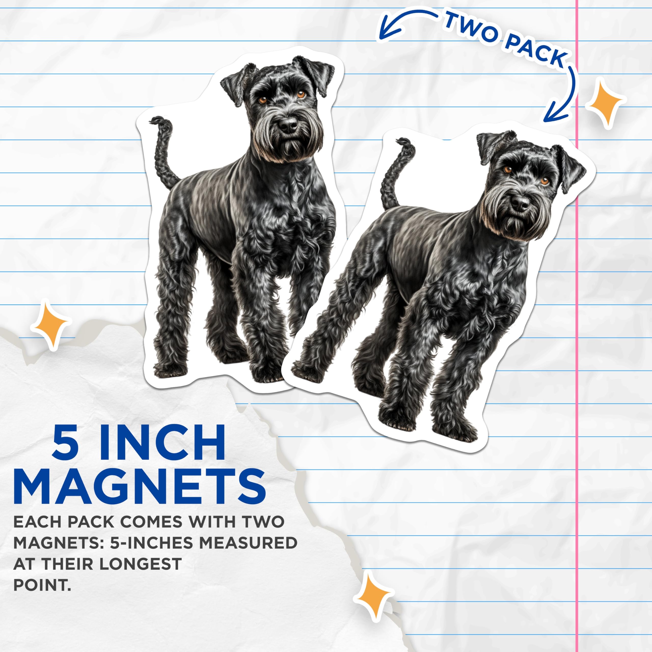 (2 Pack) Miniature Schnauzer Magnets - Black Schnauzer Dog Art - Dog Owner Kitchen Decor - 5 Inches On Longest Side - Thick Durable Magnet - Made in USA - MAG26206