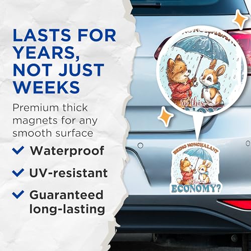(2 Pack) Being Nonchalant in This Economy Magnets - Cute Animal Magnets - Inspirational Magnets for Refrigerator - 5" On Longest Side - for Cars, Fridges, Toolboxes - Made in USA - MAG4346