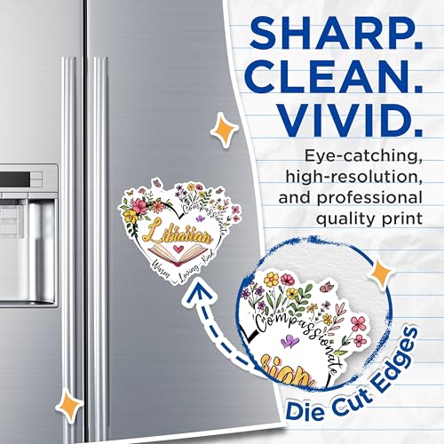 (2 Pack) Librarian Compasionate Magnets - Warm Loving Kind Magnets - Heart Shape Magnet Design with Flowers- 5" On Longest Side - for Fridges, Toolboxes, Cars - Made in USA - MAG2991