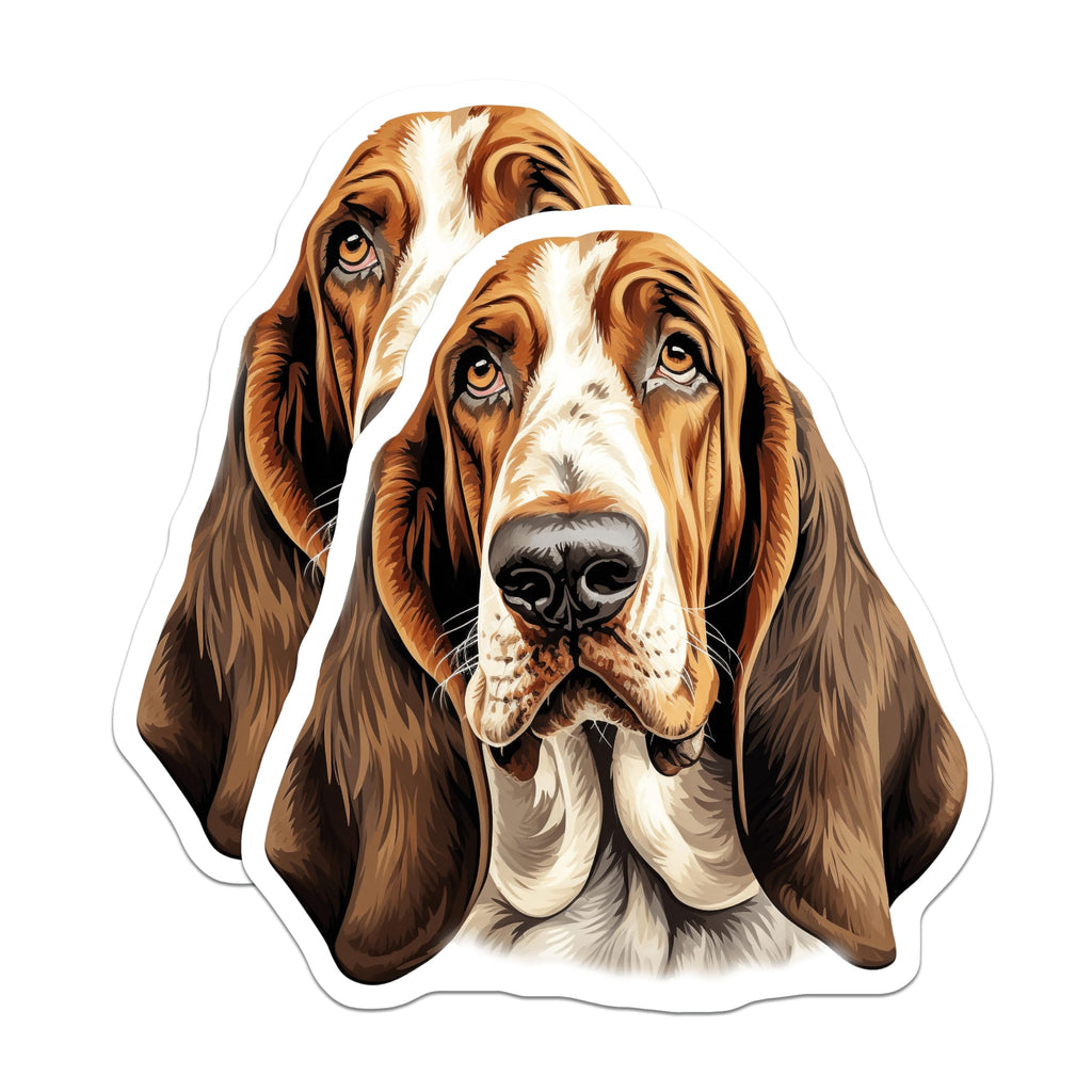 (2 Pack) Basset Hound Magnets - Dog Lover Decor - Pet Breed Accessories - Cute Animal Art for Fridge - 5 Inches On Longest Side - Thick Durable Magnet - Made in USA - MAG25744