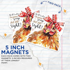 (2 Pack) Chicken Magnets - Farmhouse Magnets - Funny Kitchen Magnets - Animal Magnets - 5" On Longest Side - for Cars, Fridges, Toolboxes - Made in USA - MAG4361