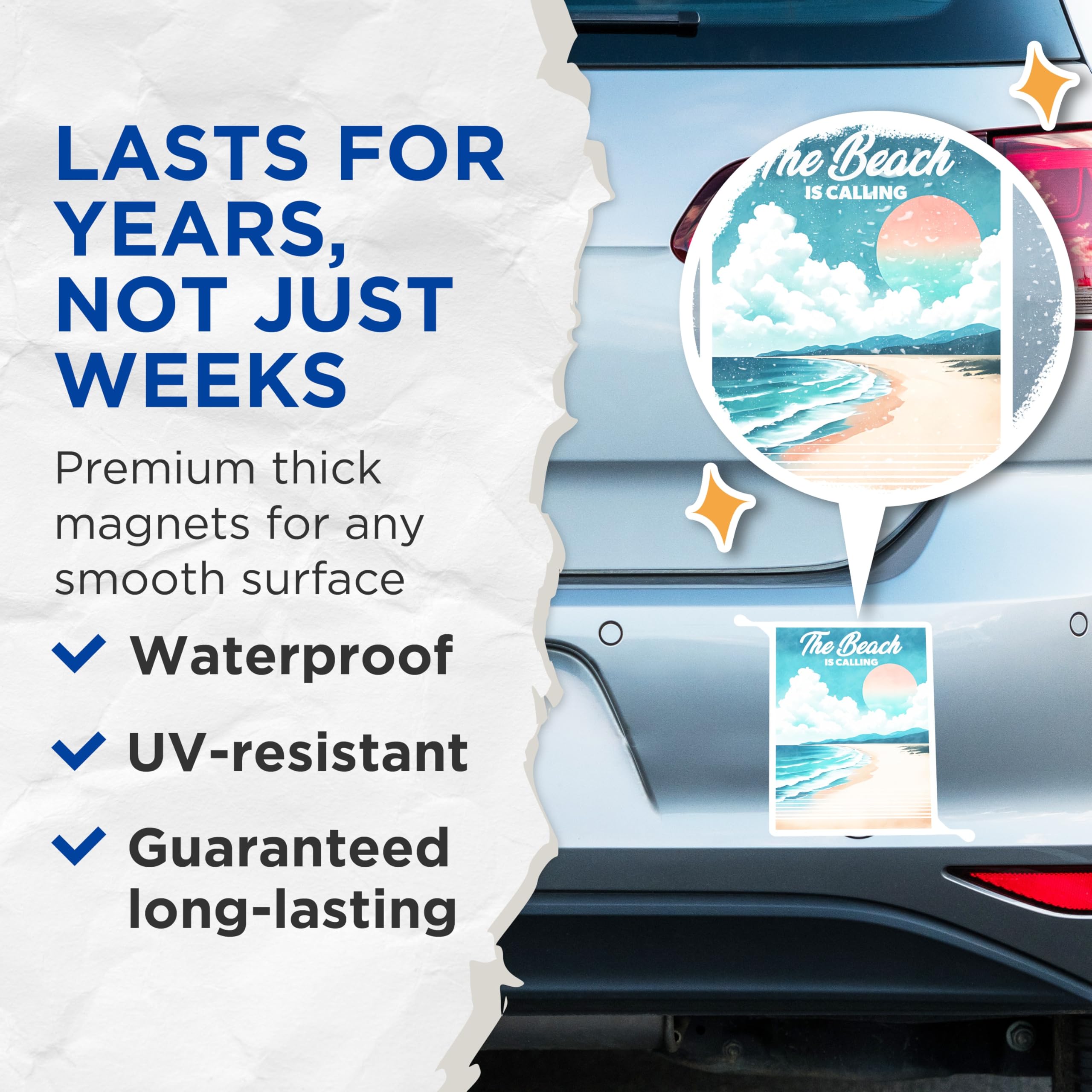(2 Pack) Beach is Calling Magnets - Ocean Sunset Landscape - Coastal Summer Decor Travel - 5 Inches On Longest Side - Thick Durable Magnet - Made in USA - MAG22147