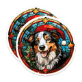 (2 Pack) Australian Shepherd Magnets - Stained Glass Dog Art - Christmas Holiday Decor for Pet Owners - 5 Inches On Longest Side - Thick Durable Magnet - Made in USA - MAG29068