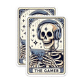 (2 Pack) Skeleton Gamer Stickers - Gaming Skeleton Decals - Funny Skeleton Stickers for Gamers - 5" On Longest Side - Sticks to Smooth Flat Surfaces - Made in USA - BMCS4642