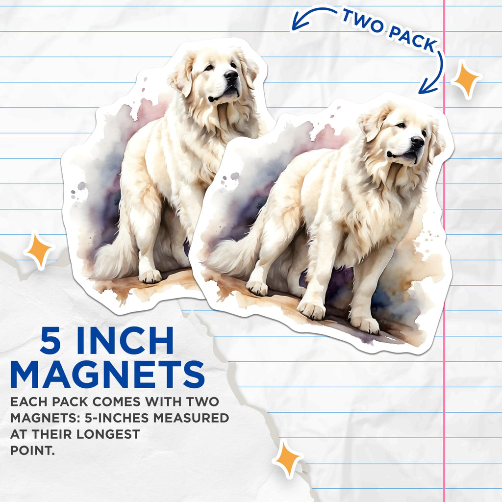 (2 Pack) Great Pyrenees Magnets - Dog Breed Decor - Fridge Magnets - 5" On Longest Side - Premium Magnet - for Cars, Refrigerators, Toolboxes, Lockers - Made in USA - MAG14378