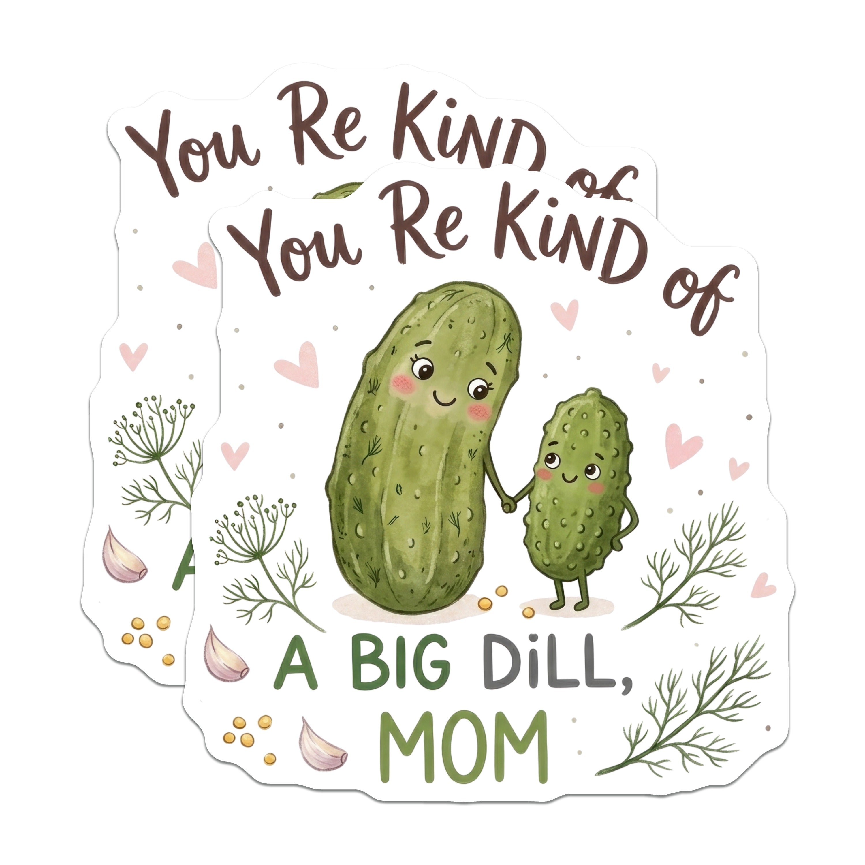 (2 Pack) Big Dill Mom Magnets - Funny Pickle Refrigerator Magnet - Mother's Day Kitchen Decor Pun - 5 Inches On Longest Side - Thick Durable Magnet - Made in USA - MAG38751