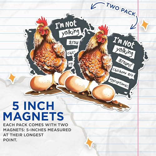 (2 Pack) Chicken Magnets - Funny Kitchen Decor Magnets - Farmhouse Chicken Magnets- 5" On Longest Side - for Fridges, Toolboxes, Cars - Made in USA - MAG2601