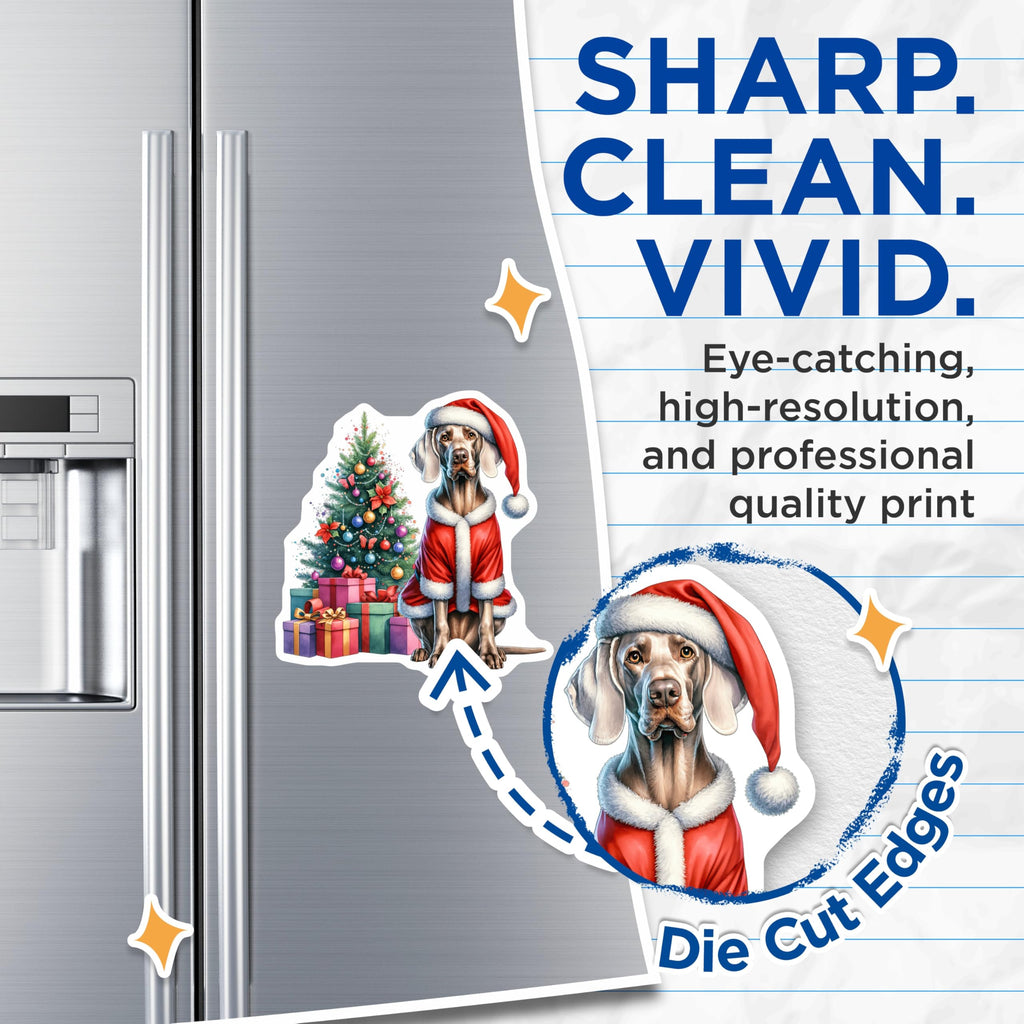 (2 Pack) Santa Dog Christmas Magnets - Weimaraner Holiday Decor - Festive Pet Lover Magnets - 5 Inches On Longest Side - Thick Durable Magnet - Made in USA - MAG28282