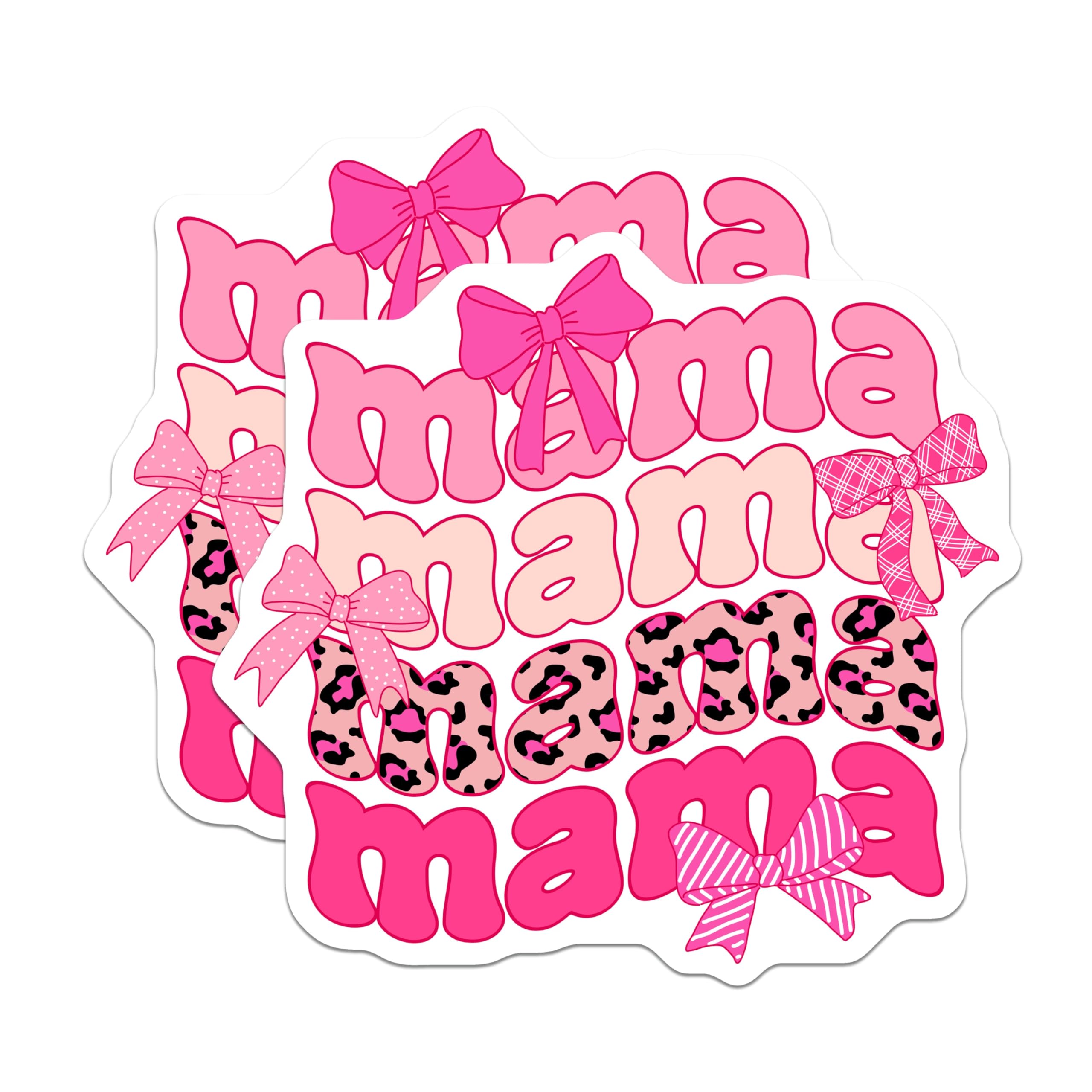 (2 Pack) Mama Magnets - Pink Leopard Print Bows - Groovy Retro Mom Decor - 5 Inches On Longest Side - Thick Durable Magnet - Made in USA - MAG22524