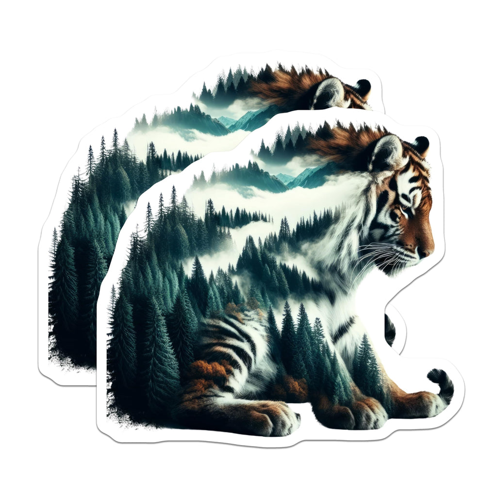 (2 Pack) Tiger Magnets - Forest Animals - Nature Inspired Home Decor - 5" On Longest Side - Premium Magnet - for Cars, Refrigerators, Toolboxes, Lockers - Made in USA - MAG14555