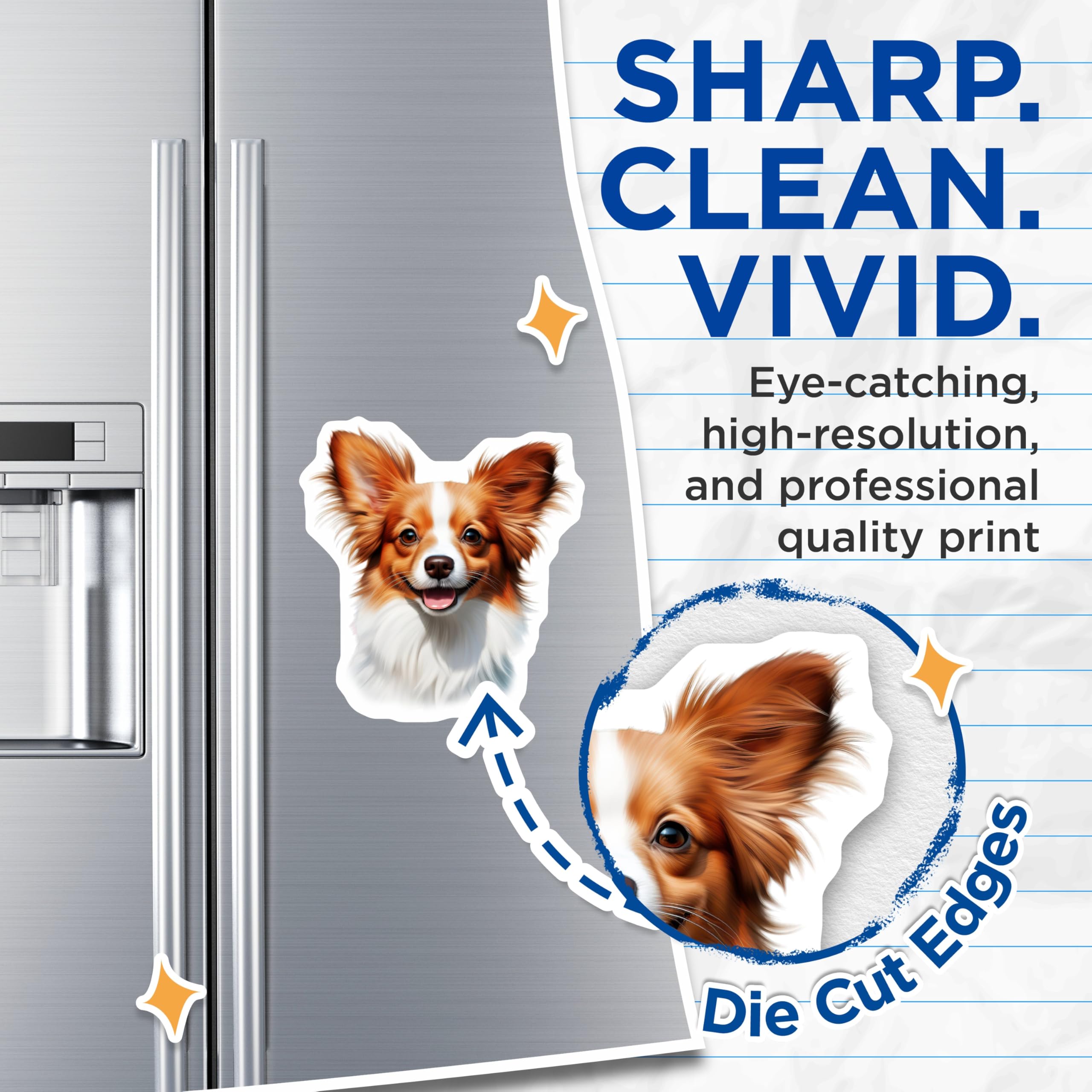 (2 Pack) Papillon Dog Magnets - Cute Pet Decor - Dog Lover Accessories - 5 Inches On Longest Side - Thick Durable Magnet - Made in USA - MAG27361