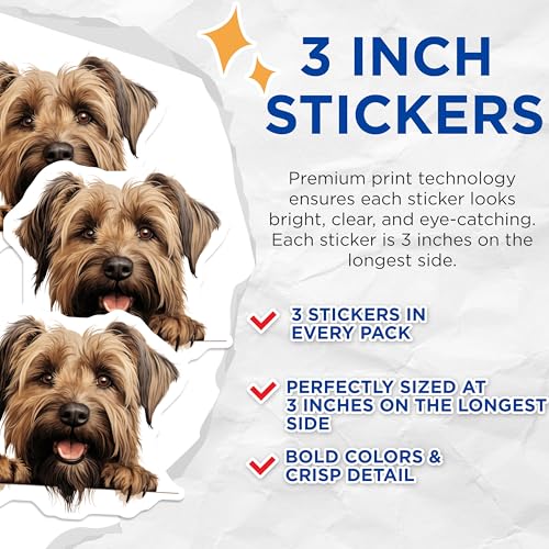 (3 Pack) Border Terrier Decals - Dog Breed Stickers - Laptop Decal - 3 Inches On Longest Side - Easy Peel & Apply - Made in USA - 3MCS8651