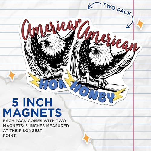 (2 Pack) American Honey Magnets - 5" On Longest Side - for Cars, Fridges, Toolboxes - Made in USA - MAG7412