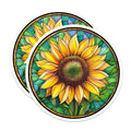 (2 Pack) Stained Glass Sunflower Magnets - Floral Kitchen Decor - Cheerful Fridge Accessory - Sunny Garden Art - 5 Inches On Longest Side - Thick Durable Magnet - Made in USA - MAG25314
