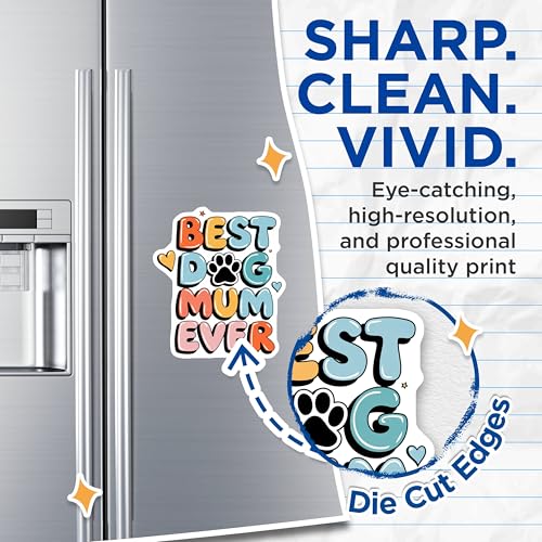 (2 Pack) Best Dog Mum Ever Magnets Magnets - Dog Lover Gift - Cute Fridge Decor - 5" On Longest Side - Made in USA - Sticks to Refrigerators & Metal Surfaces - MAG8612