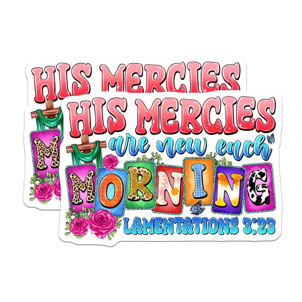 (2 Pack) His Mercies are New Magnets - Christian Scripture Lamentations 323 - Inspirational Faith Decor - 5 Inches On Longest Side - Thick Durable Magnet - Made in USA - MAG29246