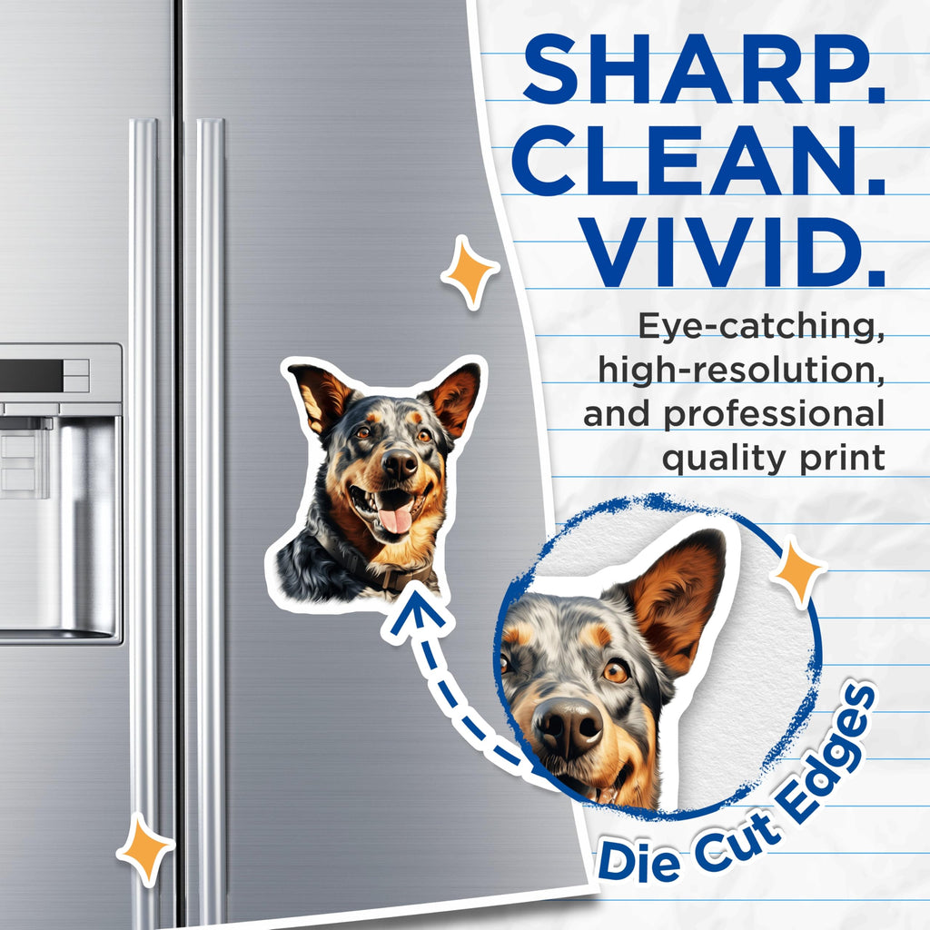 (2 Pack) Blue Heeler Dog Magnets - Australian Cattle Dog Decor - Pet Lover Kitchen Art - 5 Inches On Longest Side - Thick Durable Magnet - Made in USA - MAG25517