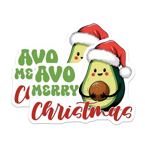(2 Pack) Christmas Avocado Stickers - Holiday Themed - 5" On Longest Side - Sticks to Smooth Flat Surfaces - Made in USA - BMCS8394 - BMCS8394