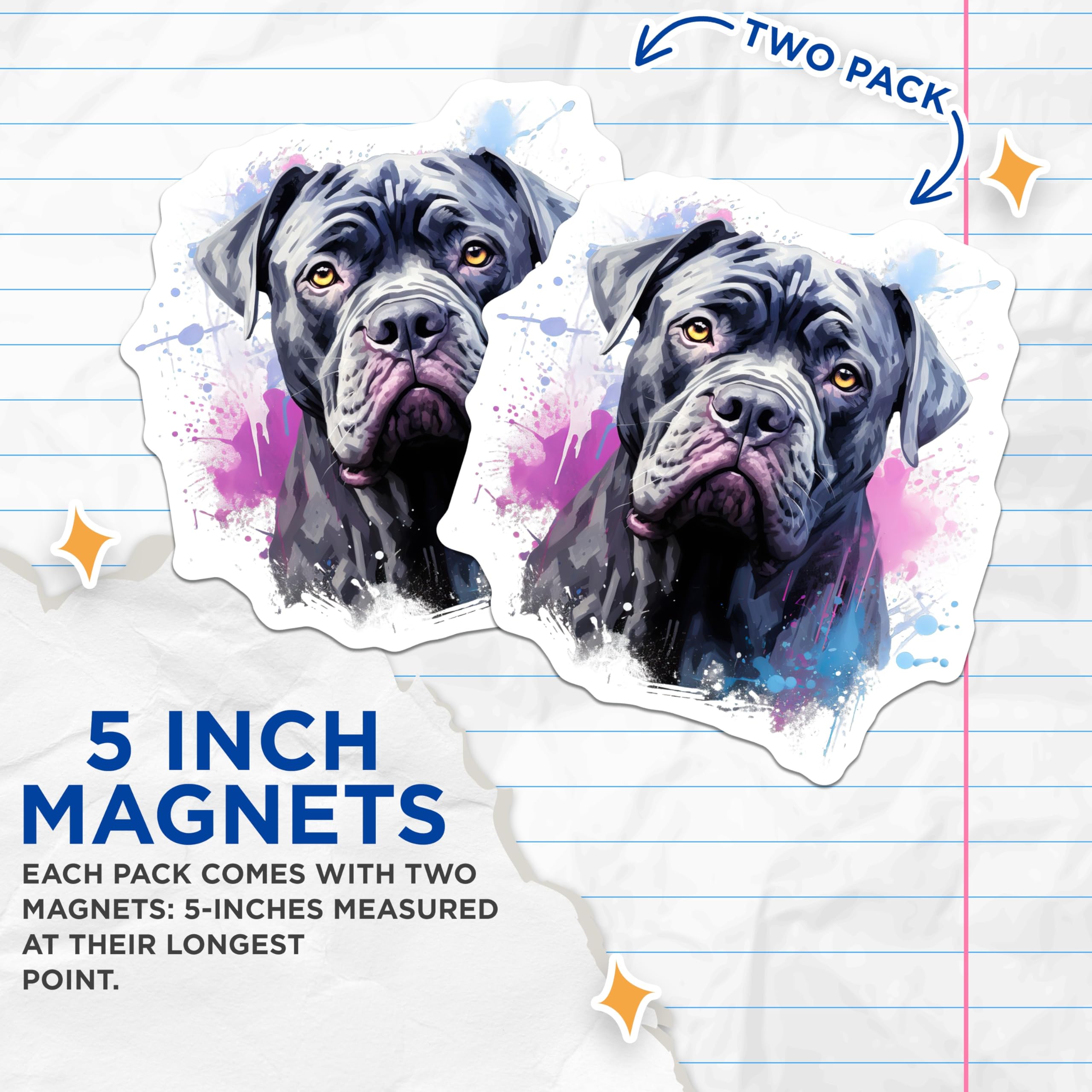 (2 Pack) Cane Corso Magnets - Artistic Mastiff Dog Art - Dog Lover Refrigerator Decor - 5 Inches On Longest Side - Thick Durable Magnet - Made in USA - MAG30494