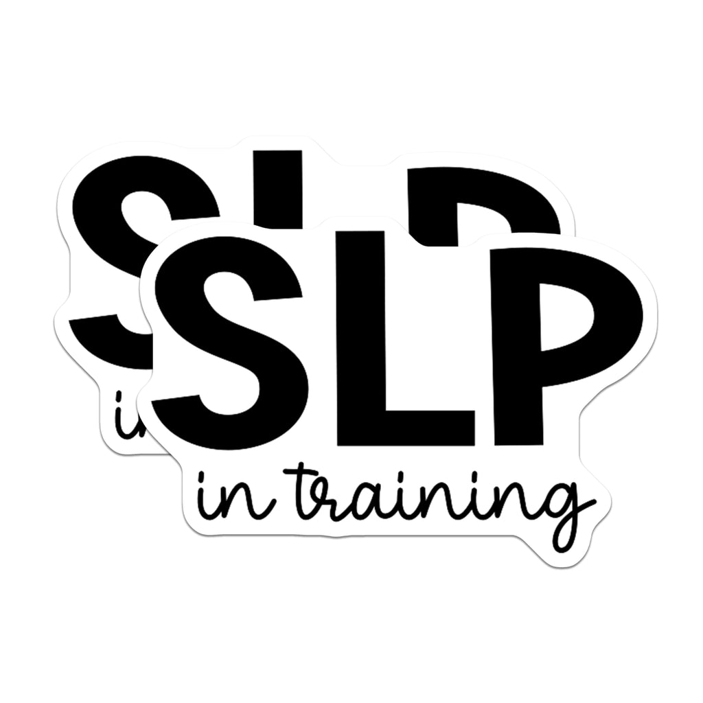 (2 Pack) SLP in Training Stickers - Speech Therapy Stickers - Speech Pathology Stickers - 5" On Longest Side - Sticks to Smooth Flat Surfaces - Made in USA - BMCS5312