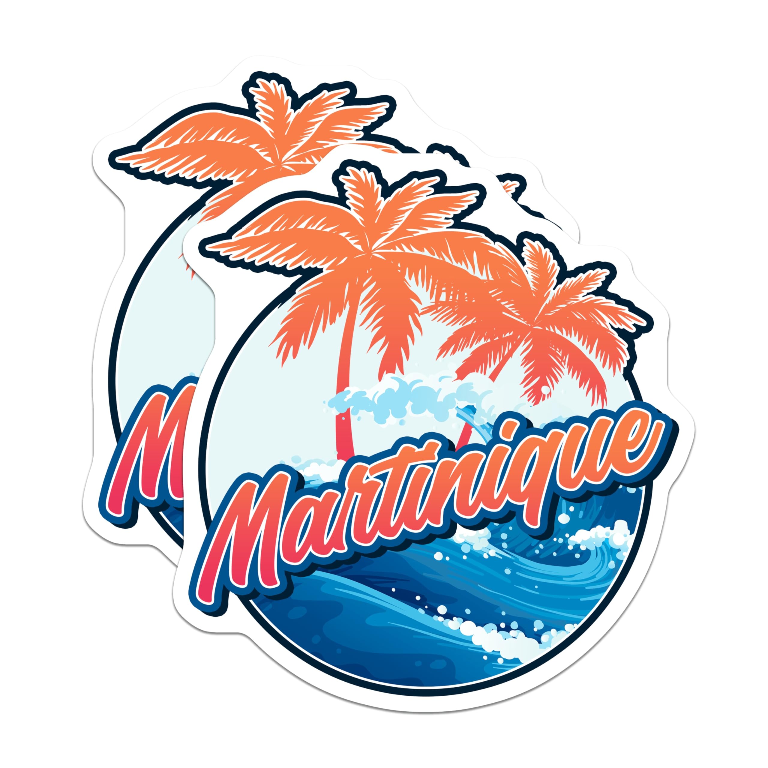 (2 Pack) Martinique Magnets - Caribbean Island Decor - Tropical Travel Souvenir - 5" On Longest Side - Premium Magnet - for Cars, Refrigerators, Toolboxes, Lockers - Made in USA - MAG18927