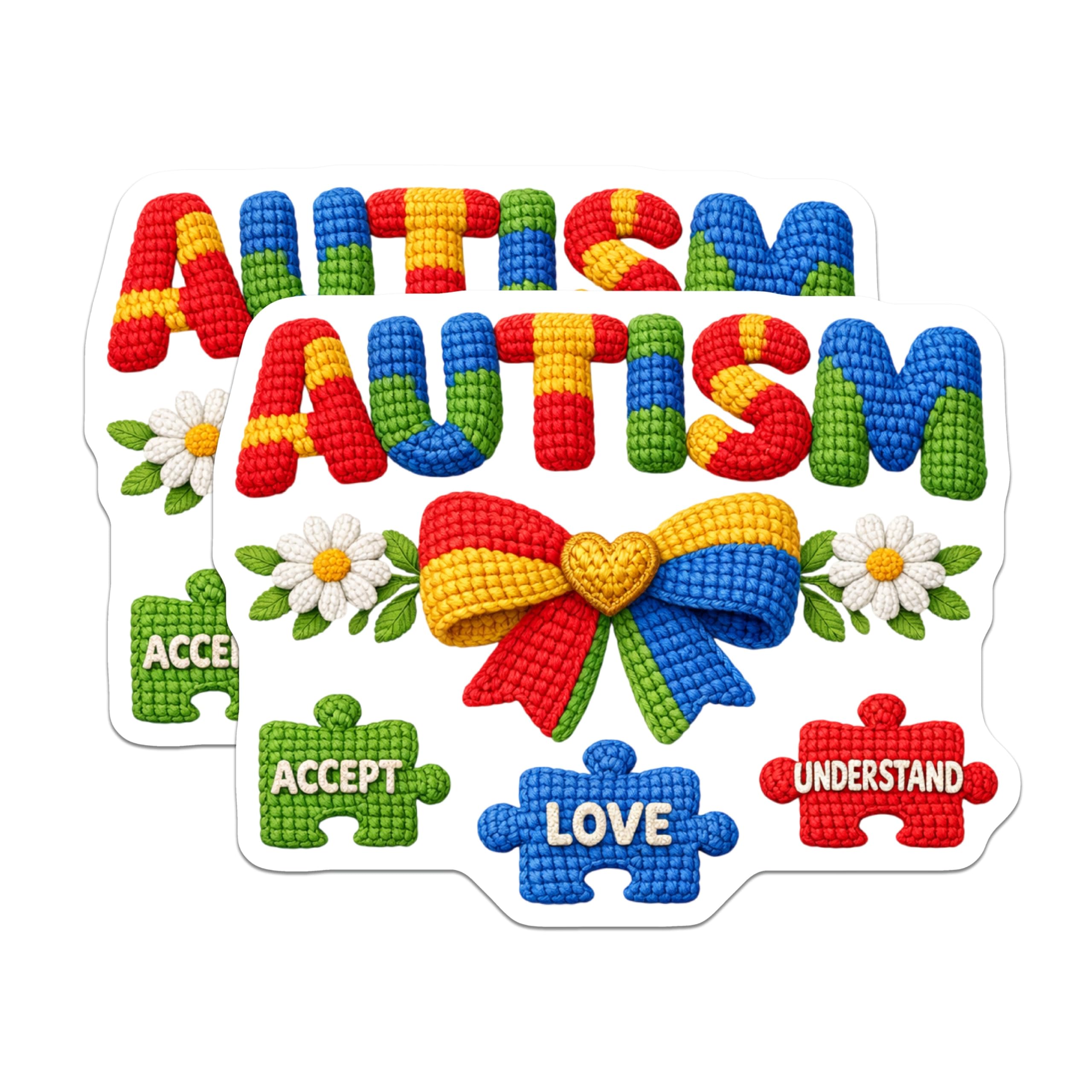 (2 Pack) Autism Awareness Magnets - Neurodiversity Support Decor - Puzzle Piece Acceptance Love Understanding - 5 Inches On Longest Side - Thick Durable Magnet - Made in USA - MAG22548